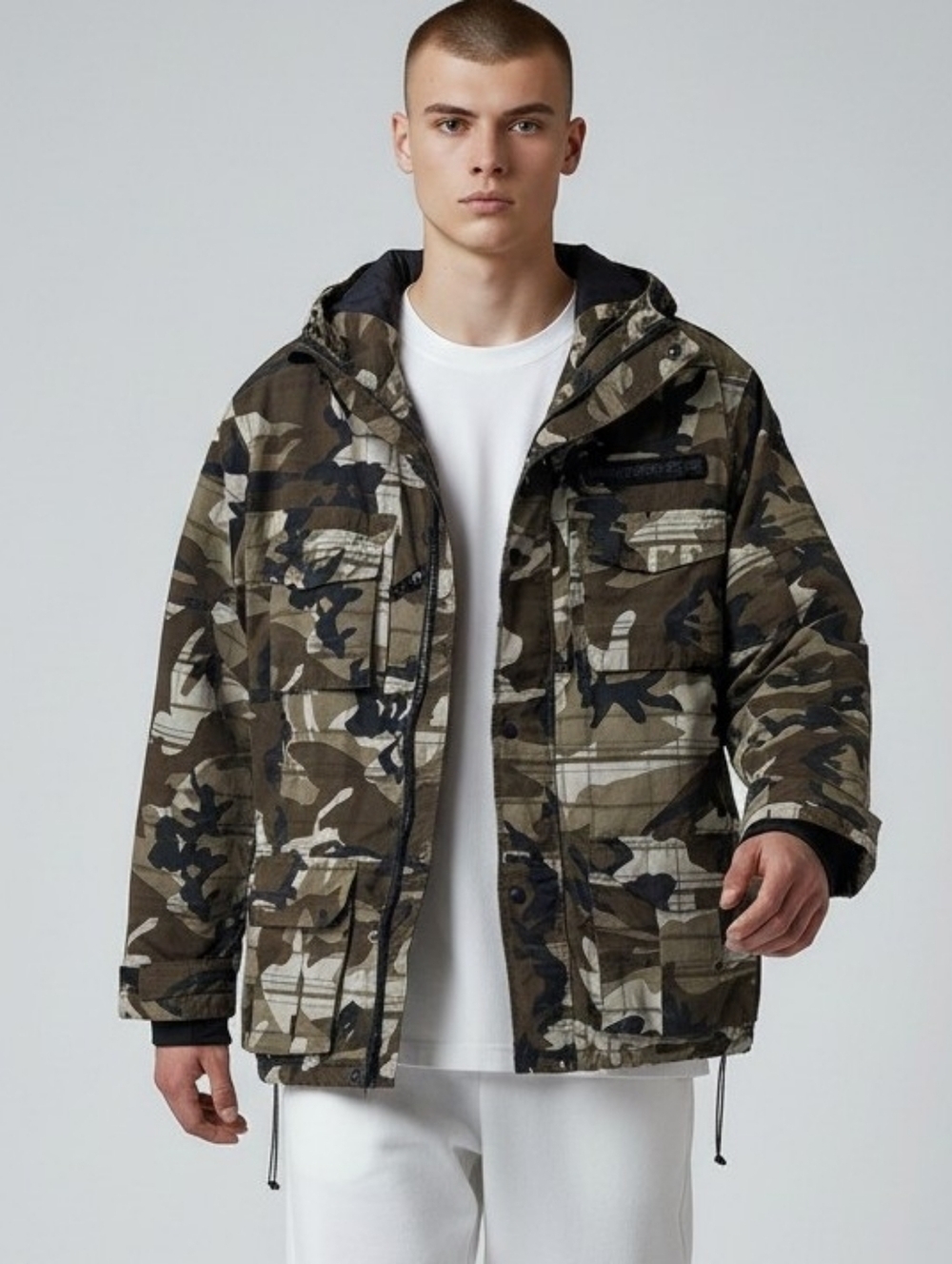 Alpha Industries 3A382 Camo Hooded Utility Jacket
